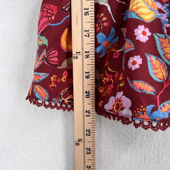 ANTHROPOLOGIE MAEVE Ruffled Tie Front Blouse Womens Small Red Floral Print - Picture 16 of 16